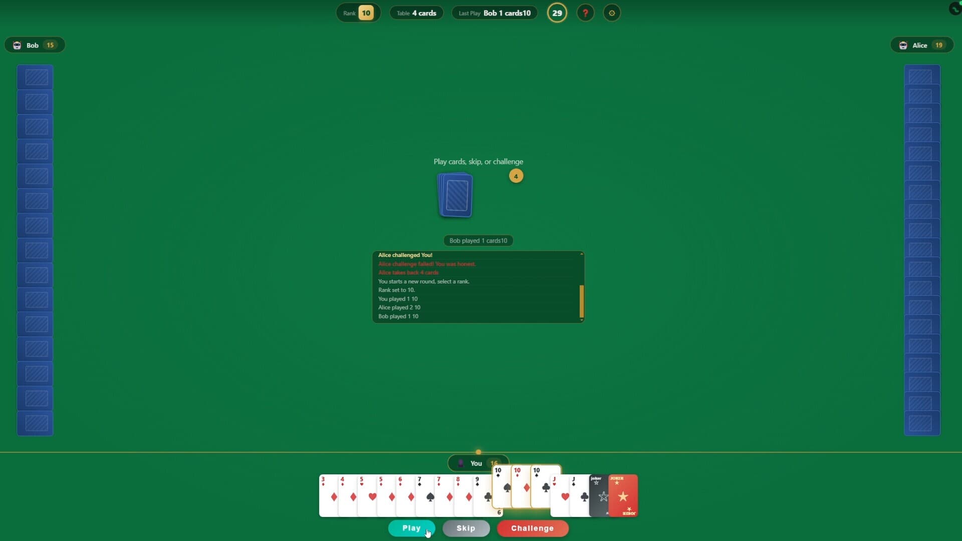 Bluff Card Game